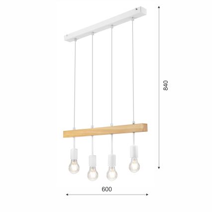 Pendel ORAZIO 4xE27/60W/230V bøg - FSC certificeret