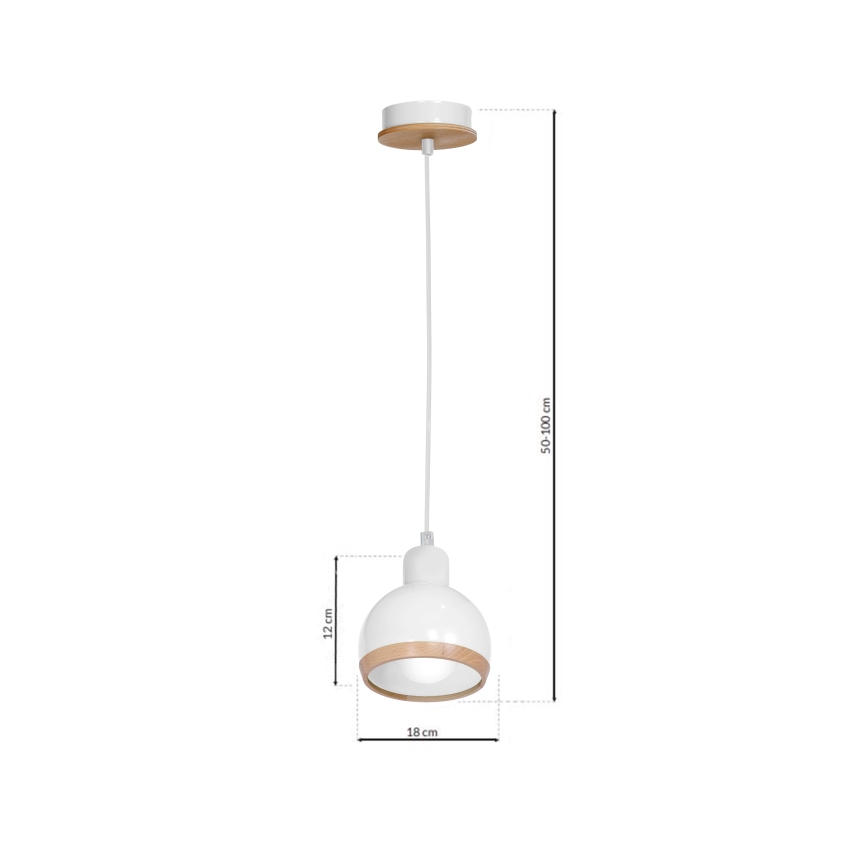 Pendel OVAL 1xE27/60W/230V hvid