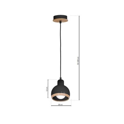 Pendel OVAL 1xE27/60W/230V sort