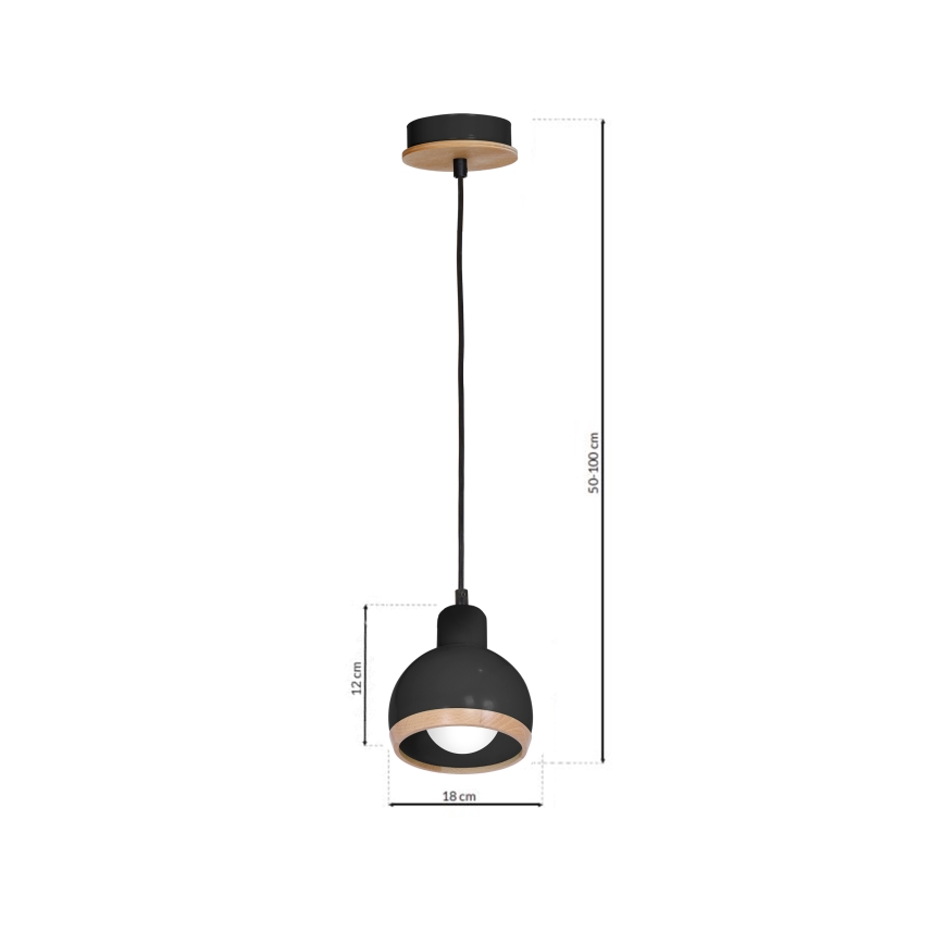 Pendel OVAL 1xE27/60W/230V sort