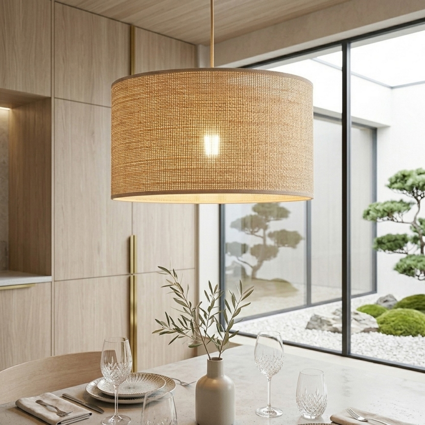 Pendel på kabel AIDA 1xE27/15W/230V Ø 35 cm eg/raffia
