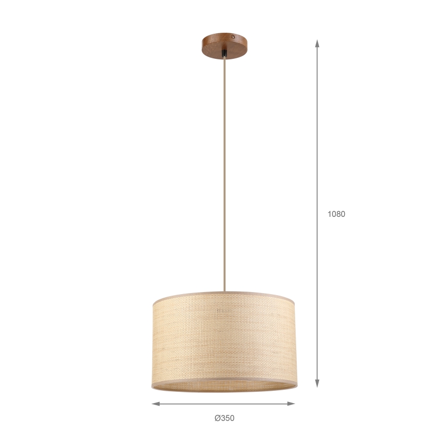 Pendel på kabel AIDA 1xE27/15W/230V Ø 35 cm eg/raffia