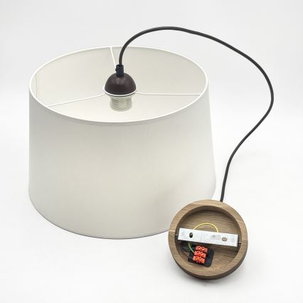 Pendel på kabel AIDA 1xE27/60W/230V Ø 35 cm eg/valnød/hvid