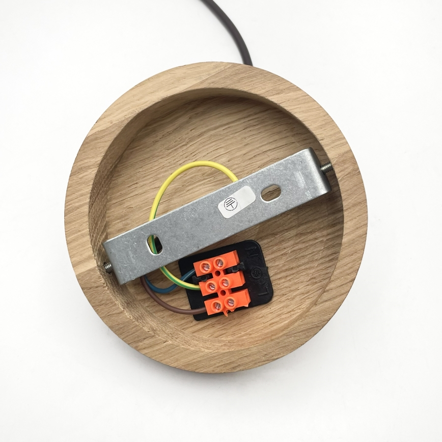 Pendel på kabel AIDA 1xE27/60W/230V Ø 35 cm eg/valnød/hvid