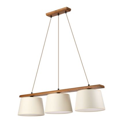 Pendel på kabel AIDA 3xE27/15W/230V Ø 25 cm eg/cremefarvet