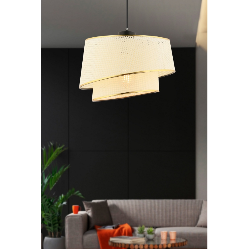 Pendel på kabel BARETTE 1xE27/60W/230V creme/guld