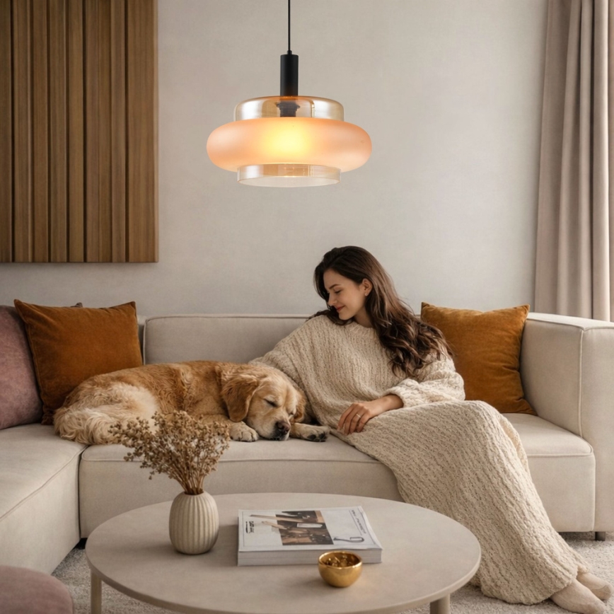 Pendel på kabel BRIZI 1xE27/40W/230V beige/røget