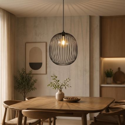Pendel på kabel DESTELLO 1xE27/15W/230V Ø 32 cm sort