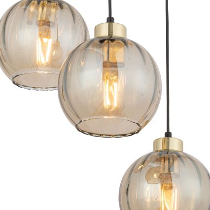 Pendel på kabel DEVI 3xE27/15W/230V sort/røgfarvet beige