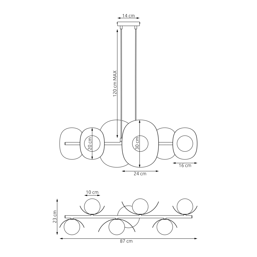 Pendel på kabel ELEMENTI 6xG9/8W/230V grå