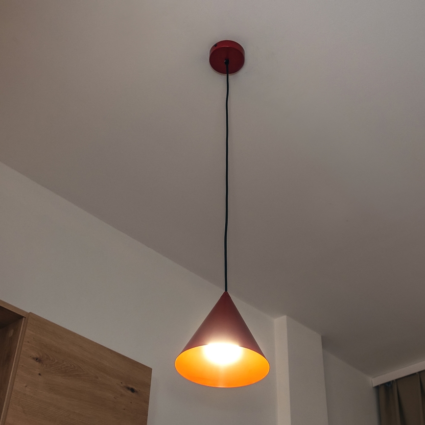 Pendel på kabel ETNA 1xE27/15W/230V Ø 18,5 cm, rød