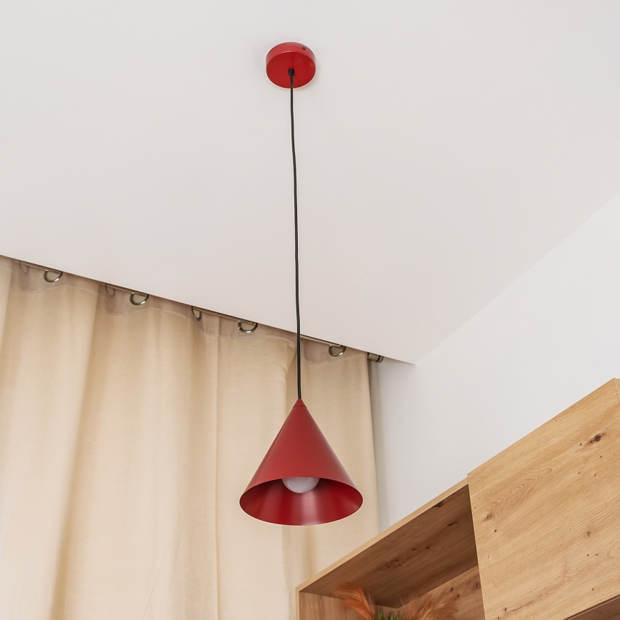 Pendel på kabel ETNA 1xE27/15W/230V Ø 18,5 cm, rød