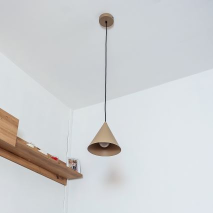 Pendel på kabel ETNA II 1xE27/15W/230V Ø 18,5 cm beige
