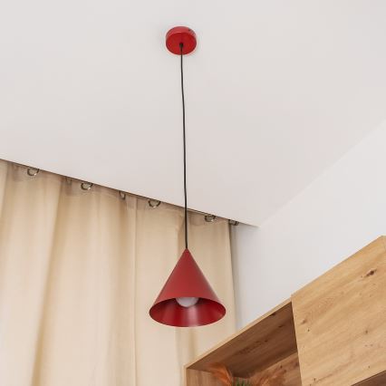 Pendel på kabel ETNA II 1xE27/15W/230V Ø 18,5 cm, rød