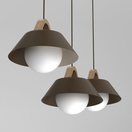 Pendel på kabel FUNDA 3xE27/15W/230V, brun