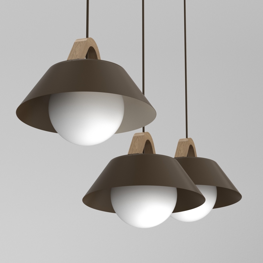 Pendel på kabel FUNDA 3xE27/15W/230V, brun