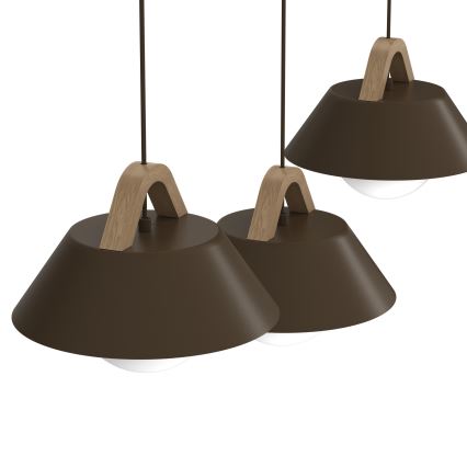Pendel på kabel FUNDA 3xE27/15W/230V, brun