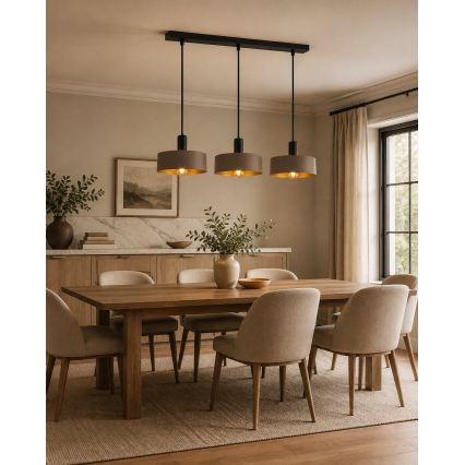 Pendel på kabel HAKI 3xE27/60W/230V brun/sort