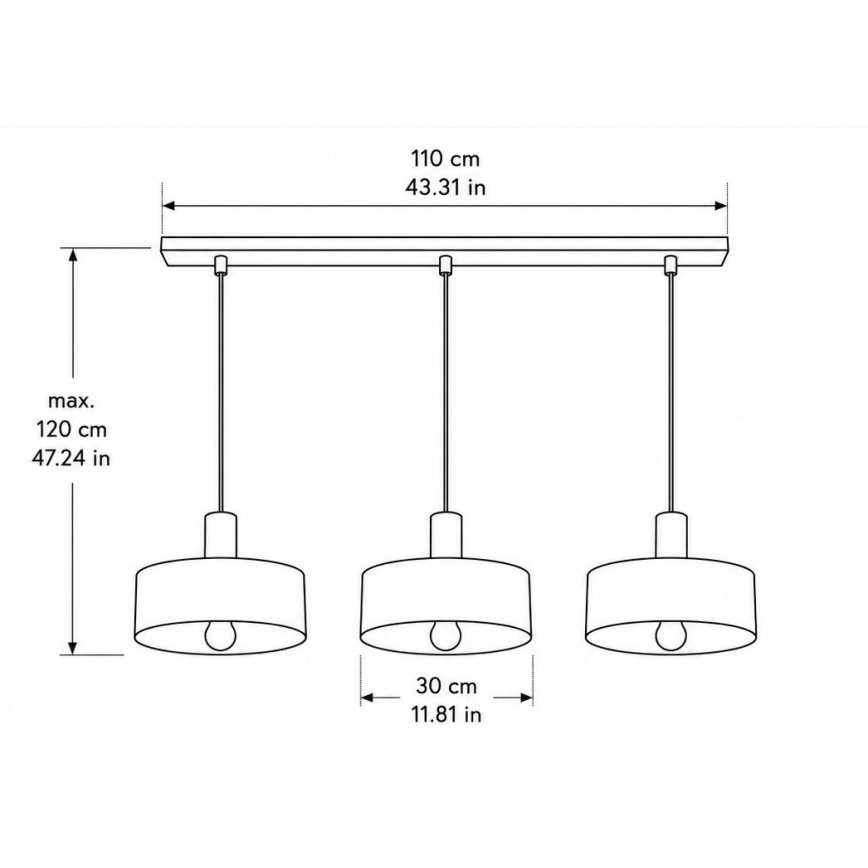 Pendel på kabel HAKI 3xE27/60W/230V brun/sort