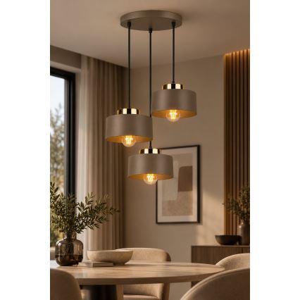 Pendel på kabel IGNIA 3xE27/60W/230V brun/guld