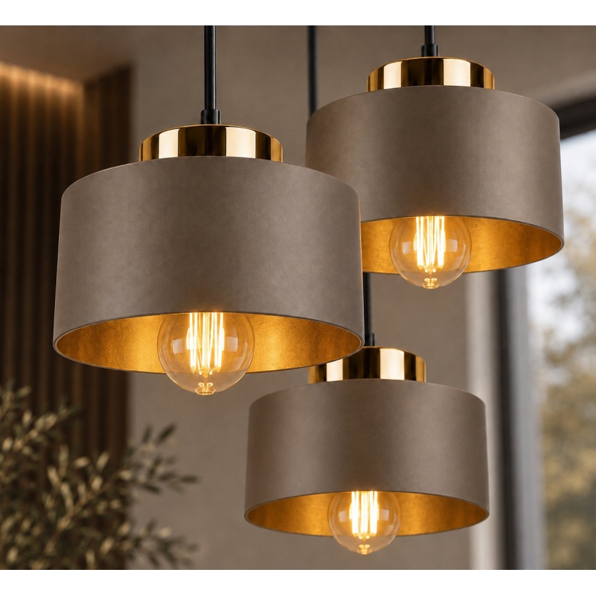 Pendel på kabel IGNIA 3xE27/60W/230V brun/guld