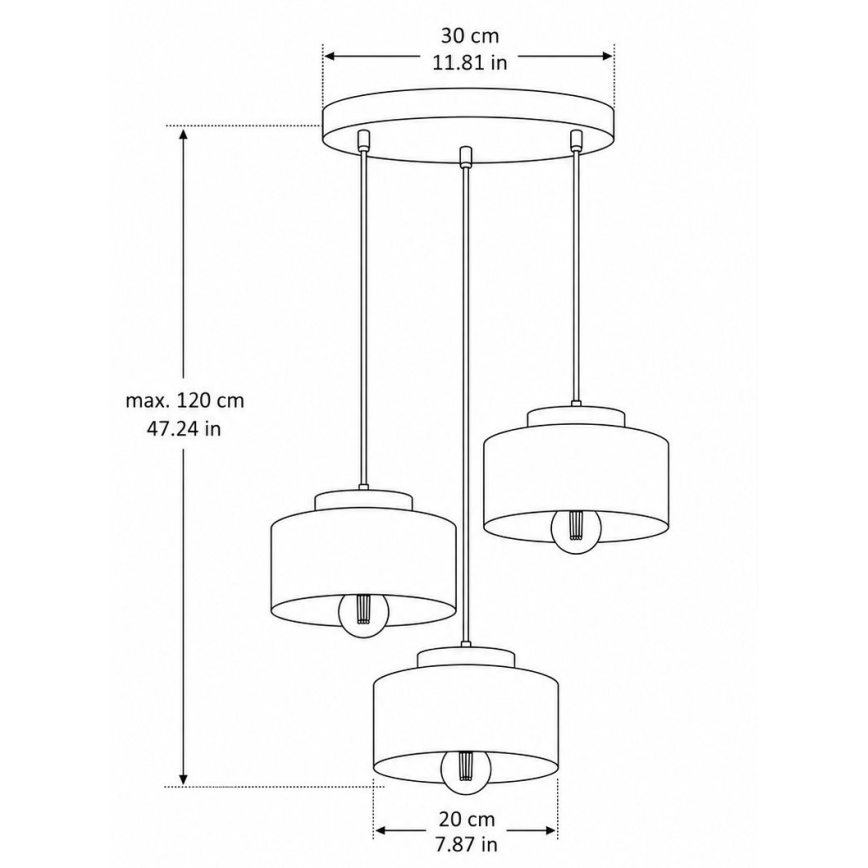 Pendel på kabel IGNIA 3xE27/60W/230V brun/guld