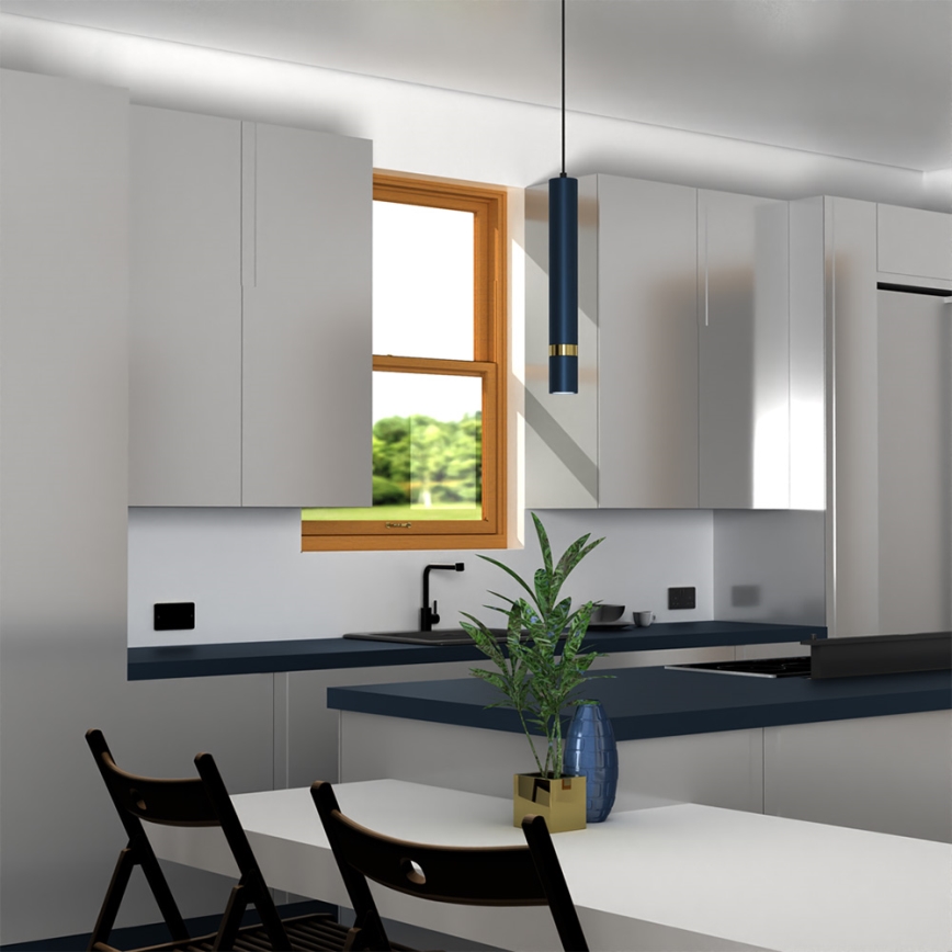 Pendel på kabel JOKER 1xGU10/25W/230V blå/guld