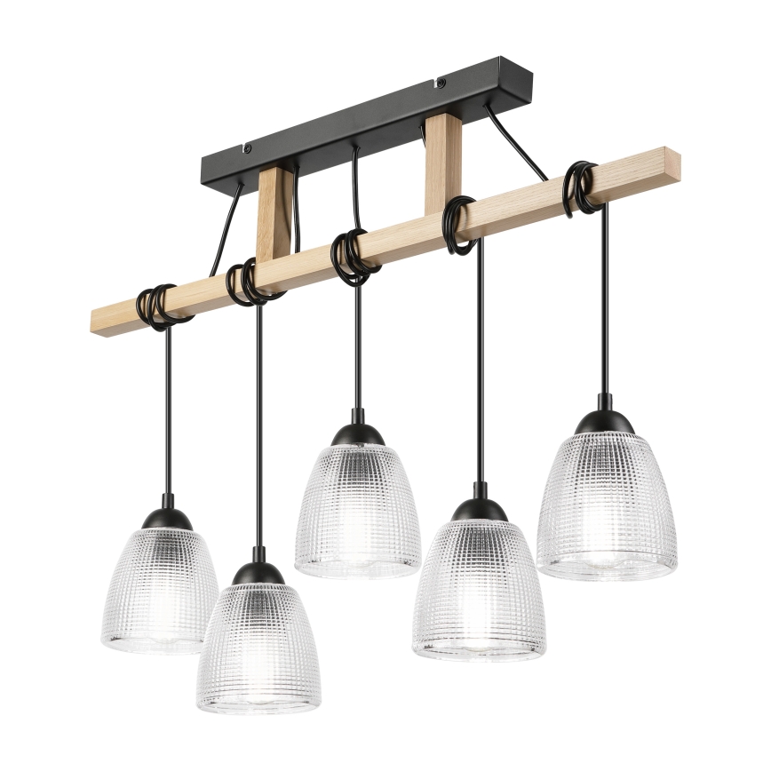 Pendel på kabel LEANDRA 5xE27/15W/230V eg/sort