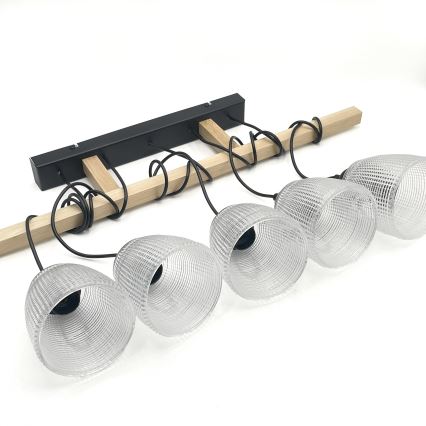 Pendel på kabel LEANDRA 5xE27/15W/230V eg/sort