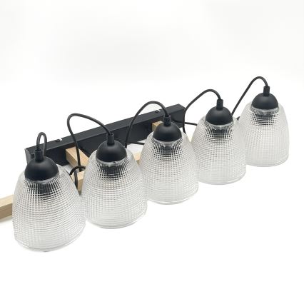 Pendel på kabel LEANDRA 5xE27/15W/230V eg/sort