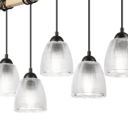 Pendel på kabel LEANDRA 5xE27/15W/230V eg/sort