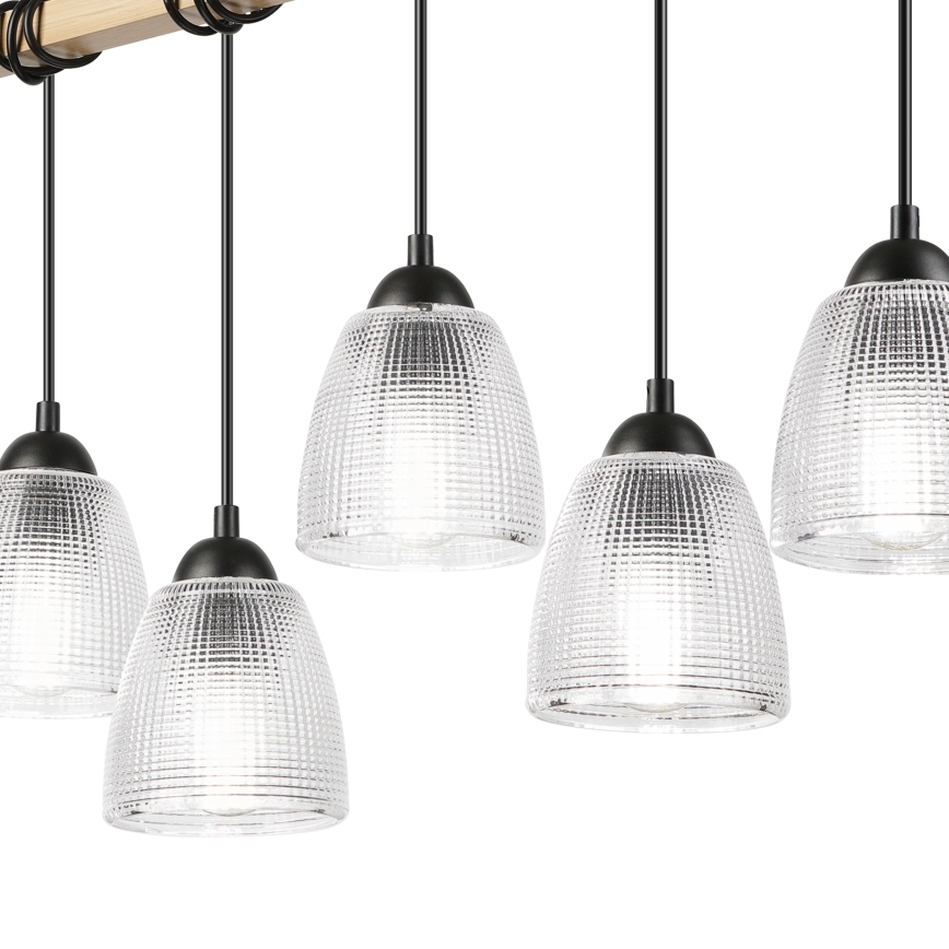 Pendel på kabel LEANDRA 5xE27/15W/230V eg/sort