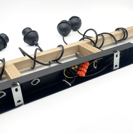 Pendel på kabel LEANDRA 5xE27/15W/230V eg/sort