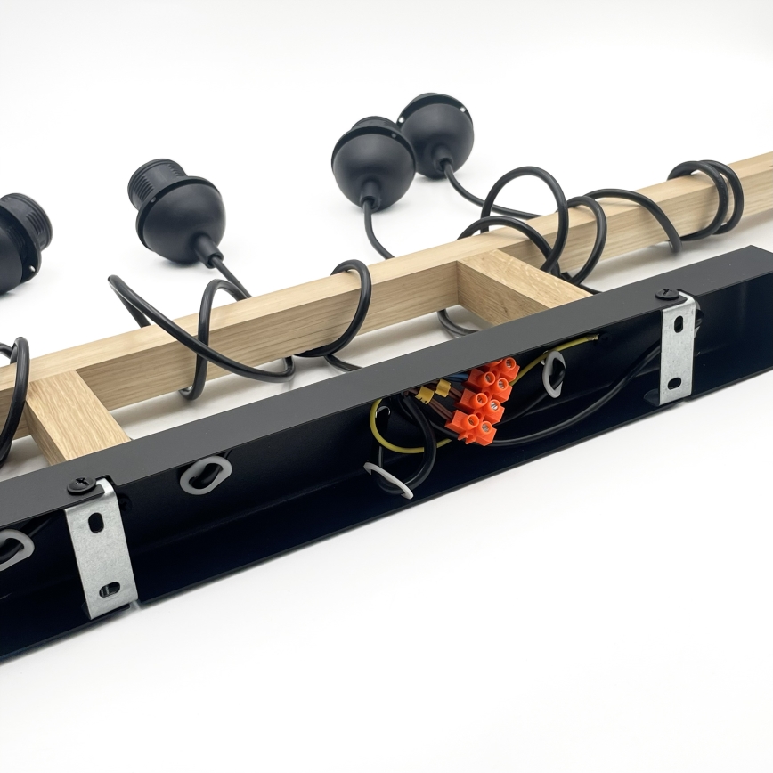 Pendel på kabel LEANDRA 5xE27/15W/230V eg/sort