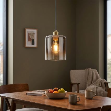 Pendel på kabel LIAH 1xE27/15W/230V, guld/røget brun