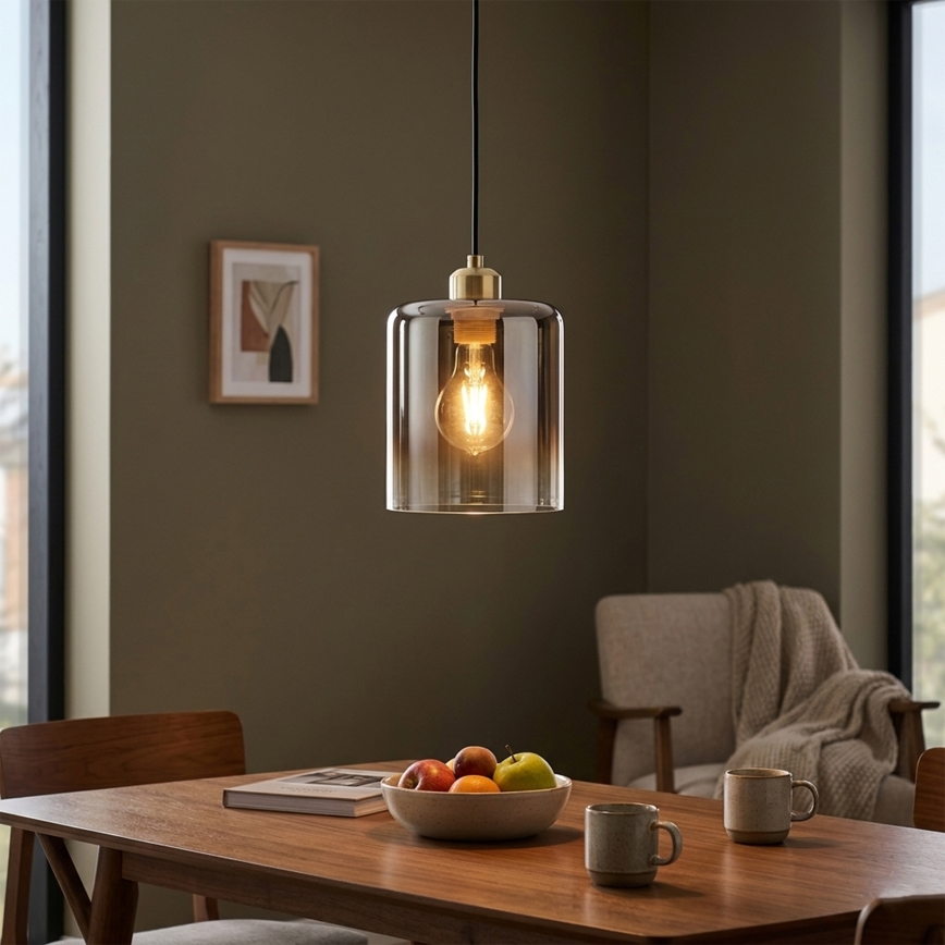Pendel på kabel LIAH 1xE27/15W/230V, guld/røget brun
