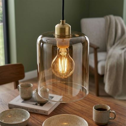 Pendel på kabel LIAH 1xE27/15W/230V, guld/røget brun