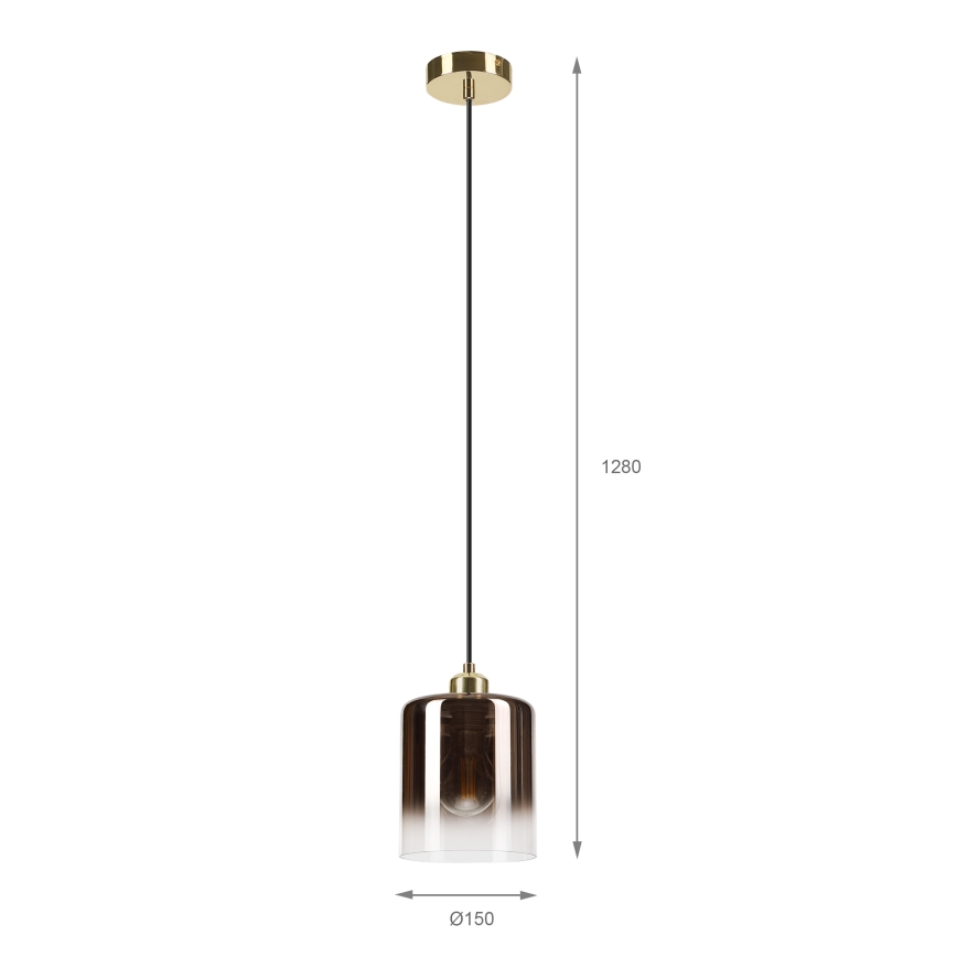 Pendel på kabel LIAH 1xE27/15W/230V, guld/røget brun