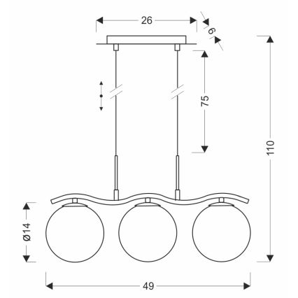 Pendel på kabel LUMOS 3xG9/20W/230V røgfarvet sort