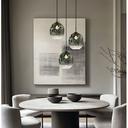 Pendel på kabel MIRROR 3xE27/14W/230V røggrøn