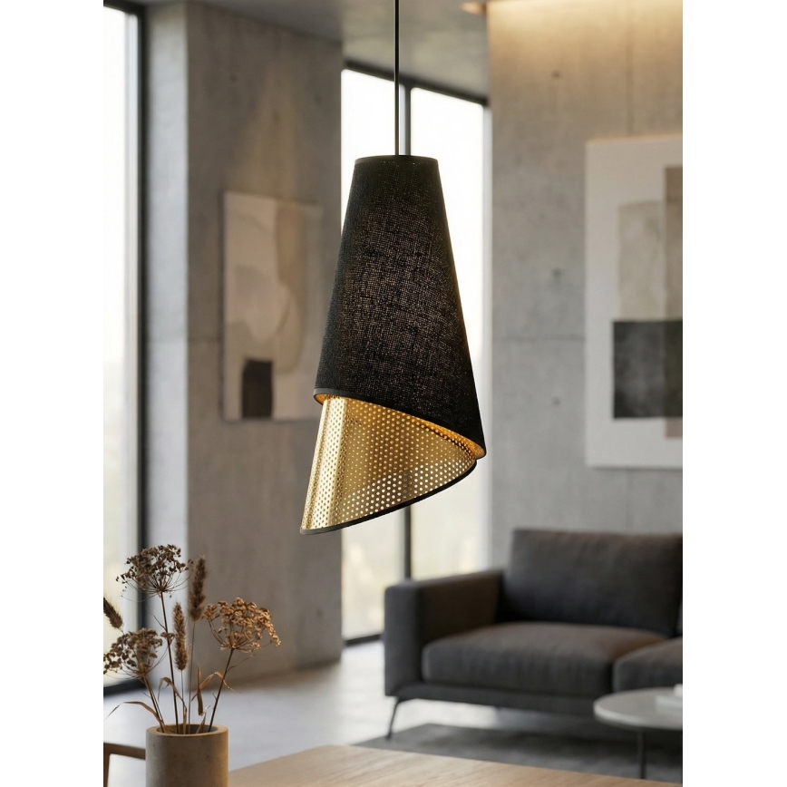 Pendel på kabel MODA 3xE27/15W/230V sort/guld