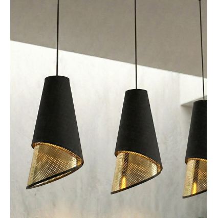Pendel på kabel MODA 3xE27/15W/230V sort/guld