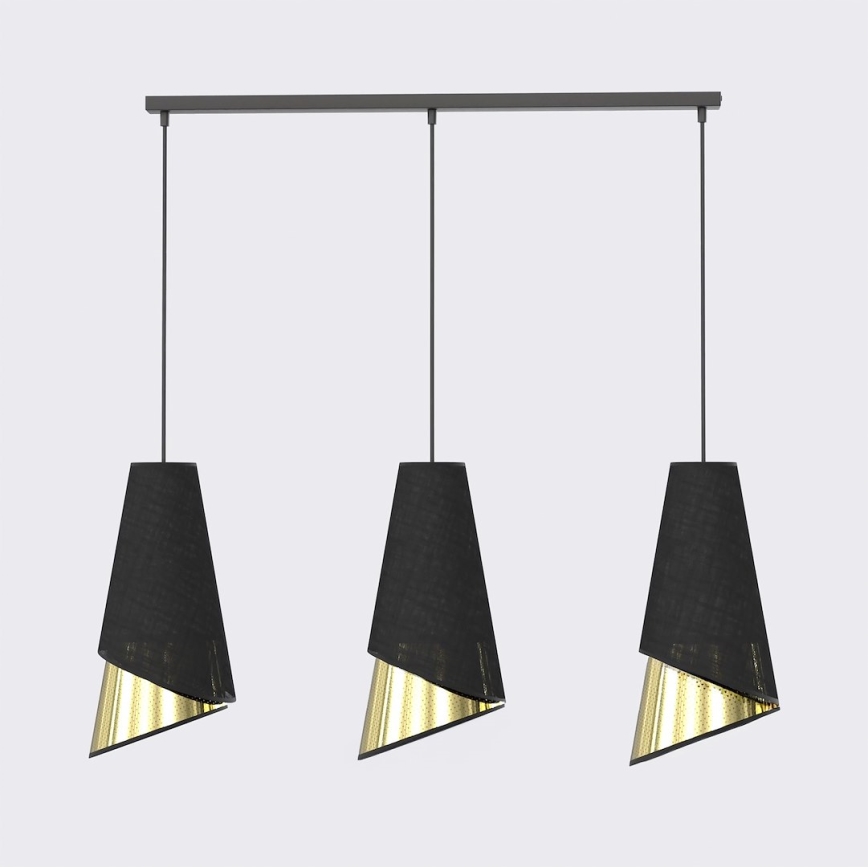 Pendel på kabel MODA 3xE27/15W/230V sort/guld