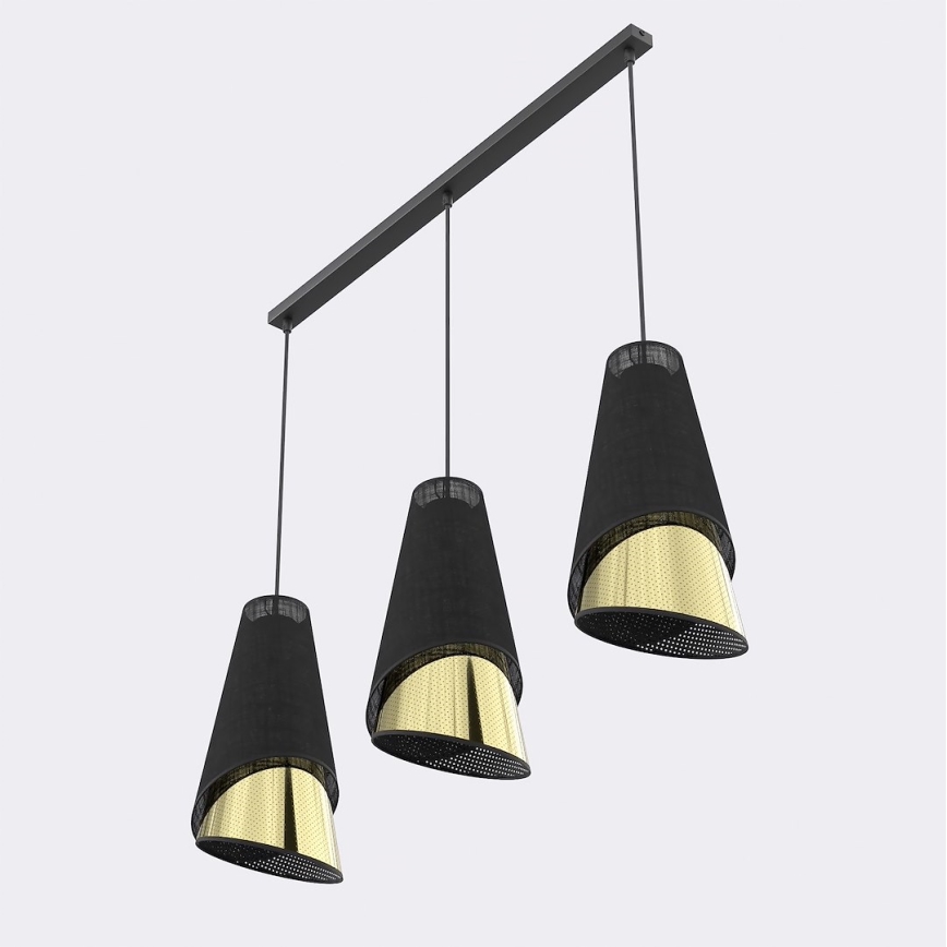 Pendel på kabel MODA 3xE27/15W/230V sort/guld
