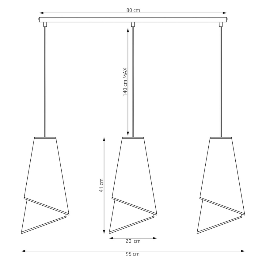 Pendel på kabel MODA 3xE27/15W/230V sort/guld