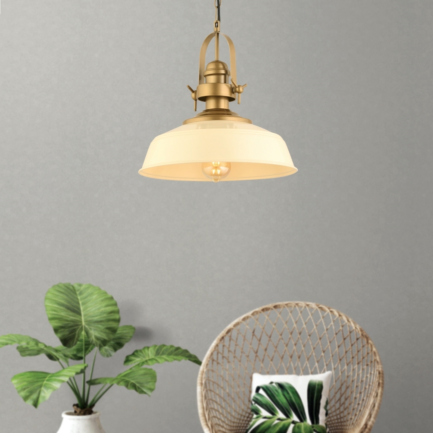 Pendel på kabel MONZA 1xE27/40W/230V Ø 35 cm creme/bronze