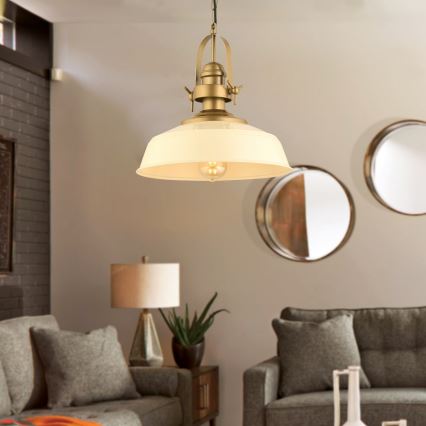 Pendel på kabel MONZA 1xE27/40W/230V Ø 35 cm creme/bronze