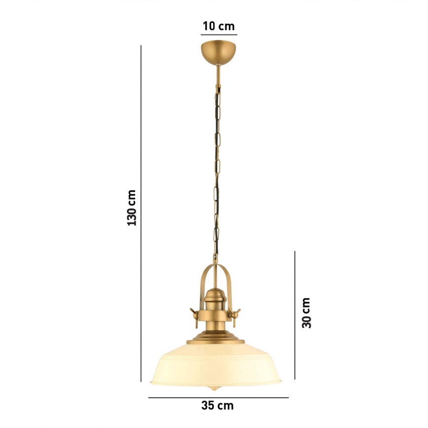 Pendel på kabel MONZA 1xE27/40W/230V Ø 35 cm creme/bronze