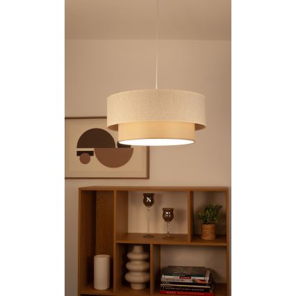 Pendel på kabel NATIA 1xE27/60W/230V Ø 45 cm cremefarvet