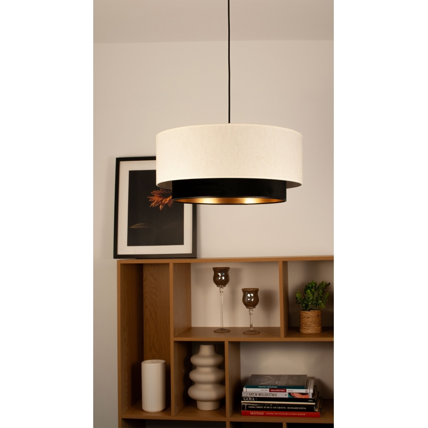 Pendel på kabel NATIA 1xE27/60W/230V Ø 45 cm hvid/sort